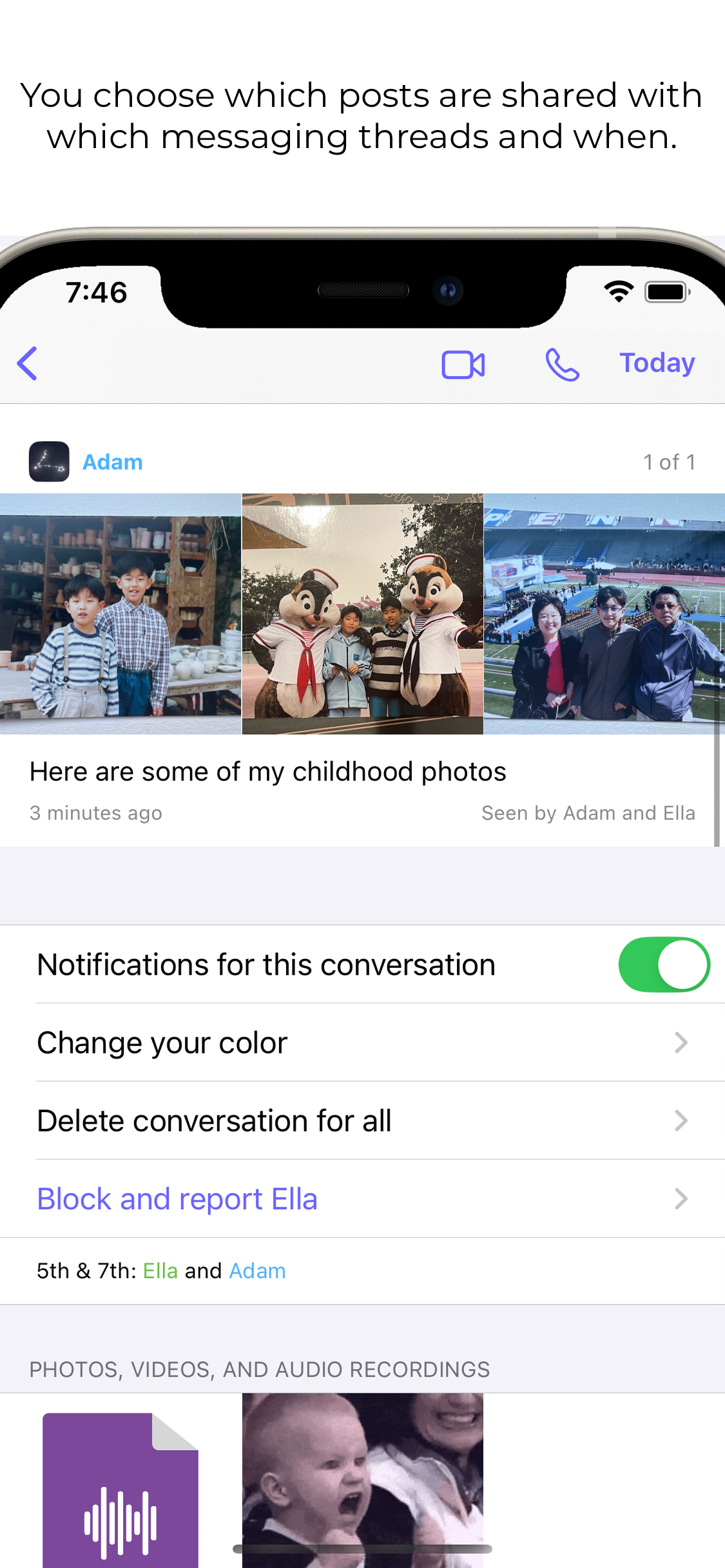 Sharing posts screenshot